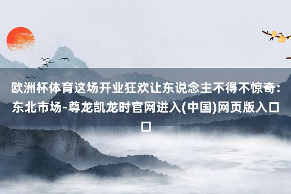 欧洲杯体育这场开业狂欢让东说念主不得不惊奇：东北市场-尊龙凯龙时官网进入(中国)网页版入口