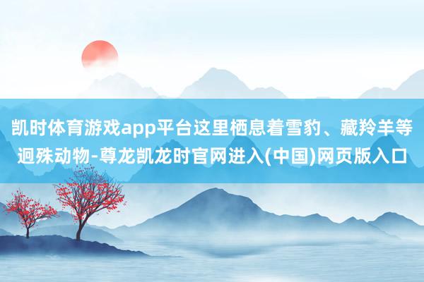 凯时体育游戏app平台这里栖息着雪豹、藏羚羊等迥殊动物-尊龙凯龙时官网进入(中国)网页版入口
