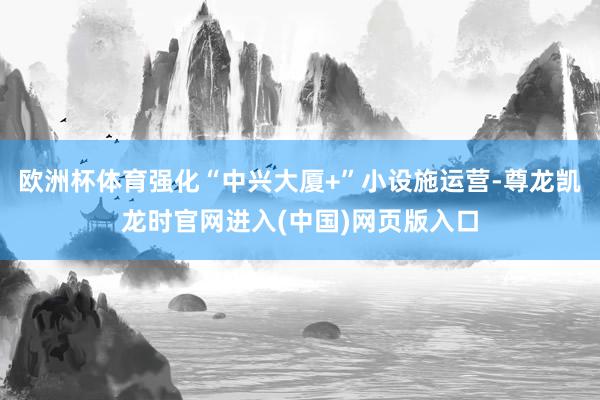 欧洲杯体育强化“中兴大厦+”小设施运营-尊龙凯龙时官网进入(中国)网页版入口