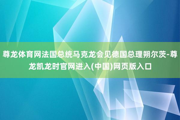 尊龙体育网法国总统马克龙会见德国总理朔尔茨-尊龙凯龙时官网进入(中国)网页版入口