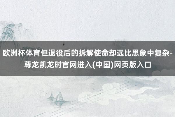 欧洲杯体育但退役后的拆解使命却远比思象中复杂-尊龙凯龙时官网进入(中国)网页版入口