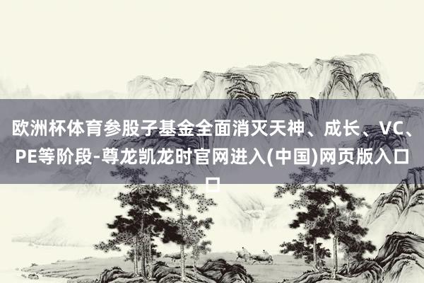 欧洲杯体育参股子基金全面消灭天神、成长、VC、PE等阶段-尊龙凯龙时官网进入(中国)网页版入口