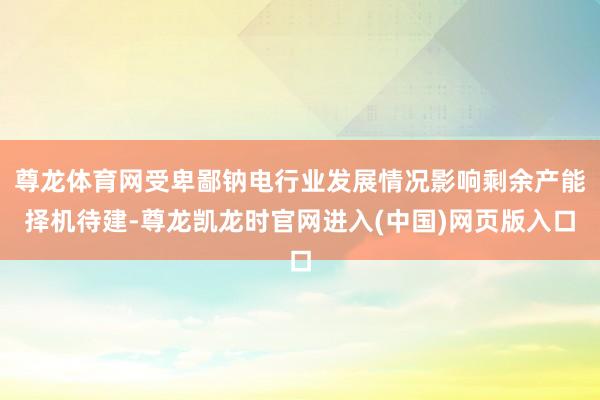 尊龙体育网受卑鄙钠电行业发展情况影响剩余产能择机待建-尊龙凯龙时官网进入(中国)网页版入口