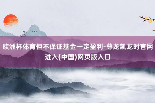 欧洲杯体育但不保证基金一定盈利-尊龙凯龙时官网进入(中国)网页版入口