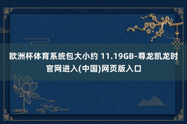 欧洲杯体育系统包大小约 11.19GB-尊龙凯龙时官网进入(中国)网页版入口