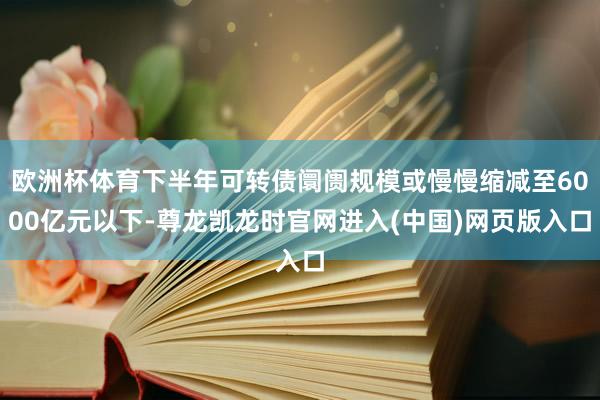 欧洲杯体育下半年可转债阛阓规模或慢慢缩减至6000亿元以下-尊龙凯龙时官网进入(中国)网页版入口