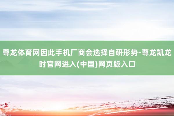 尊龙体育网因此手机厂商会选择自研形势-尊龙凯龙时官网进入(中国)网页版入口