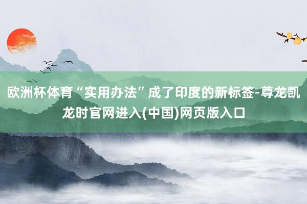 欧洲杯体育“实用办法”成了印度的新标签-尊龙凯龙时官网进入(中国)网页版入口