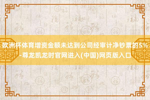 欧洲杯体育增资金额未达到公司经审计净钞票的5%-尊龙凯龙时官网进入(中国)网页版入口