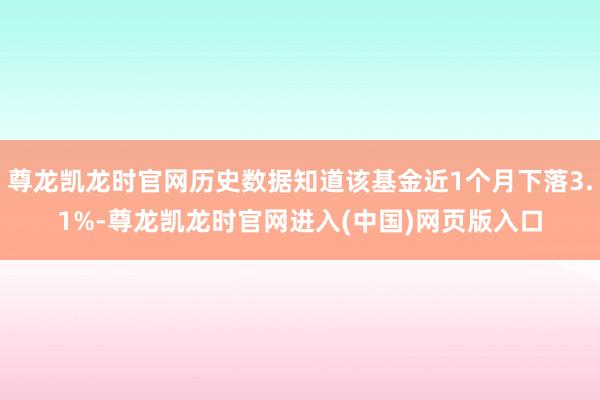 尊龙凯龙时官网历史数据知道该基金近1个月下落3.1%-尊龙凯龙时官网进入(中国)网页版入口