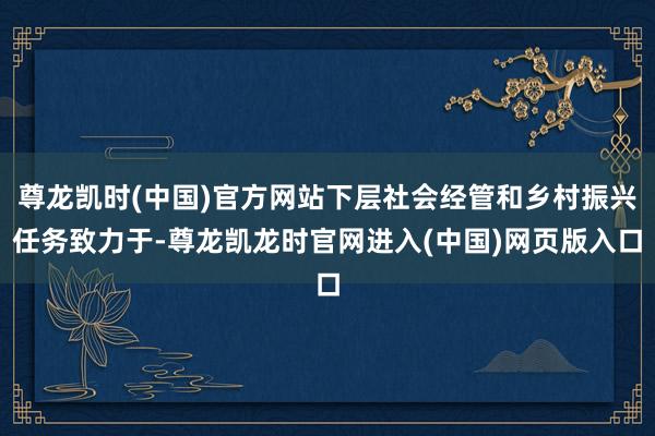 尊龙凯时(中国)官方网站下层社会经管和乡村振兴任务致力于-尊龙凯龙时官网进入(中国)网页版入口